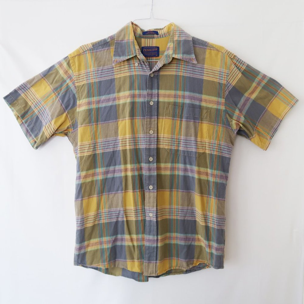 Pendleton Yellow Short Sleeve Plaid Button Down